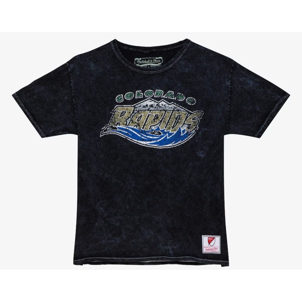 Mitchell & Ness Men's 2XL Black Colorado Rapids Now & Then Throwback T-Shirt NWT